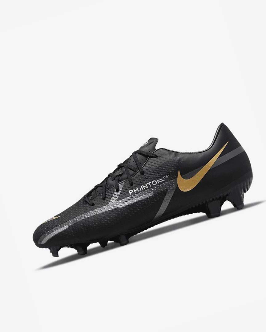 Black / Metal Gold / Dark Grey / Metal Dark Grey Nike Phantom GT2 Academy MG Men\'s Soccer Cleats | CA_5504