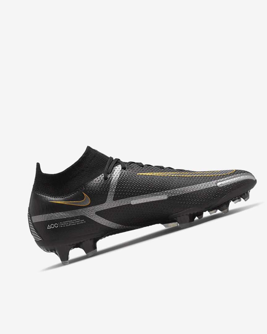 Black / Metal Gold / Metal Silver / Metal Dark Grey Nike Phantom GT2 Dynamic Fit Elite FG Women's Soccer Cleats | CA_2226
