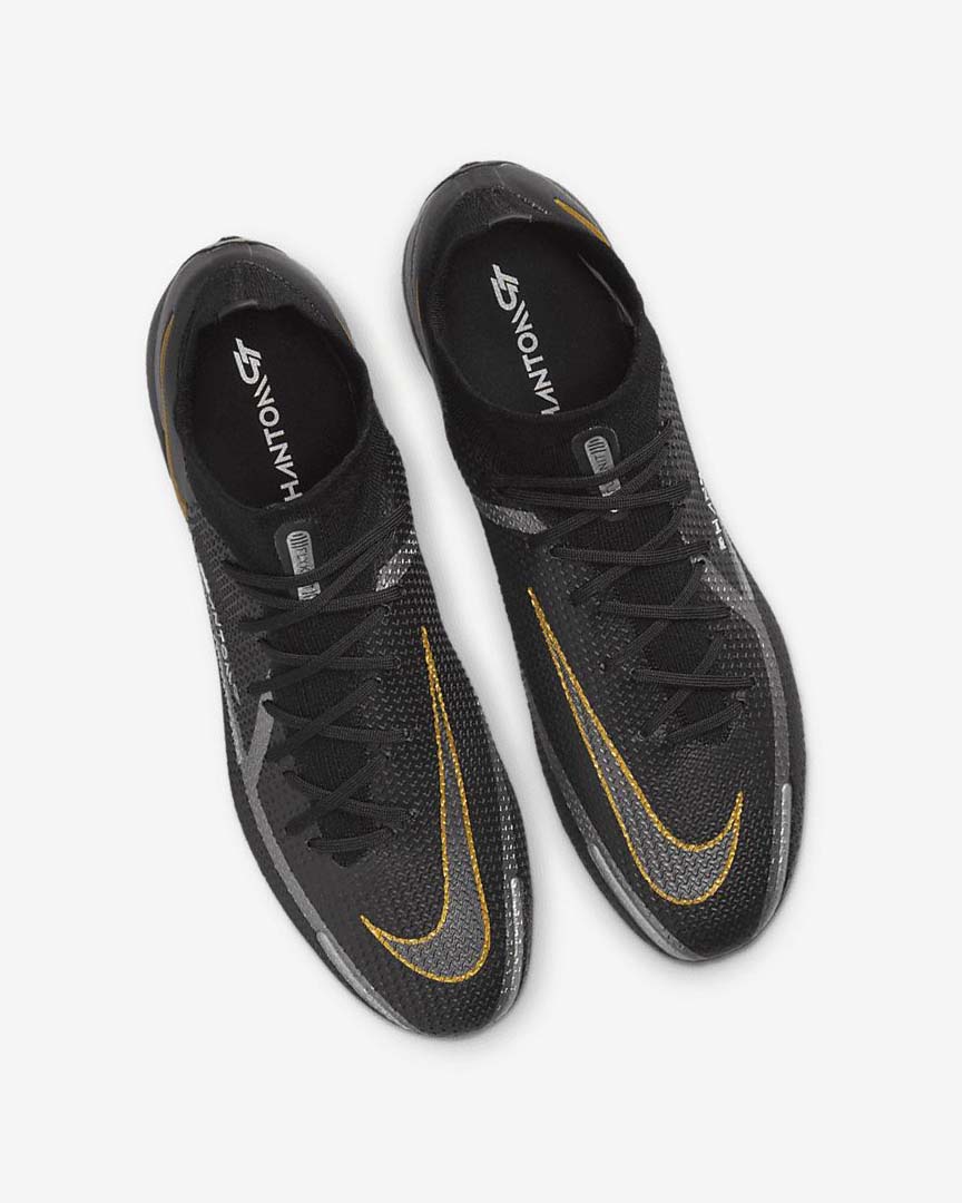 Black / Metal Gold / Metal Silver / Metal Dark Grey Nike Phantom GT2 Dynamic Fit Elite FG Women's Soccer Cleats | CA_2226