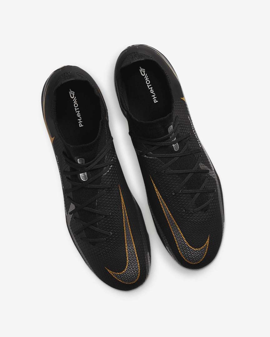 Black / Metal Gold / Metal Silver / Metal Dark Grey Nike Phantom GT2 Pro Dynamic Fit FG Women's Soccer Cleats | CA_2636