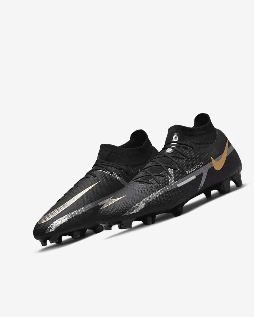 Black / Metal Gold / Metal Silver / Metal Dark Grey Nike Phantom GT2 Pro Dynamic Fit FG Women's Soccer Cleats | CA_2636