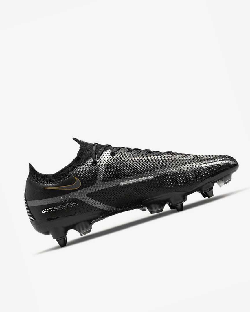 Black / Metal Gold / Metal Silver / Metal Dark Grey Nike Phantom GT2 Elite SG-Pro AC Men's Soccer Cleats | CA_2782