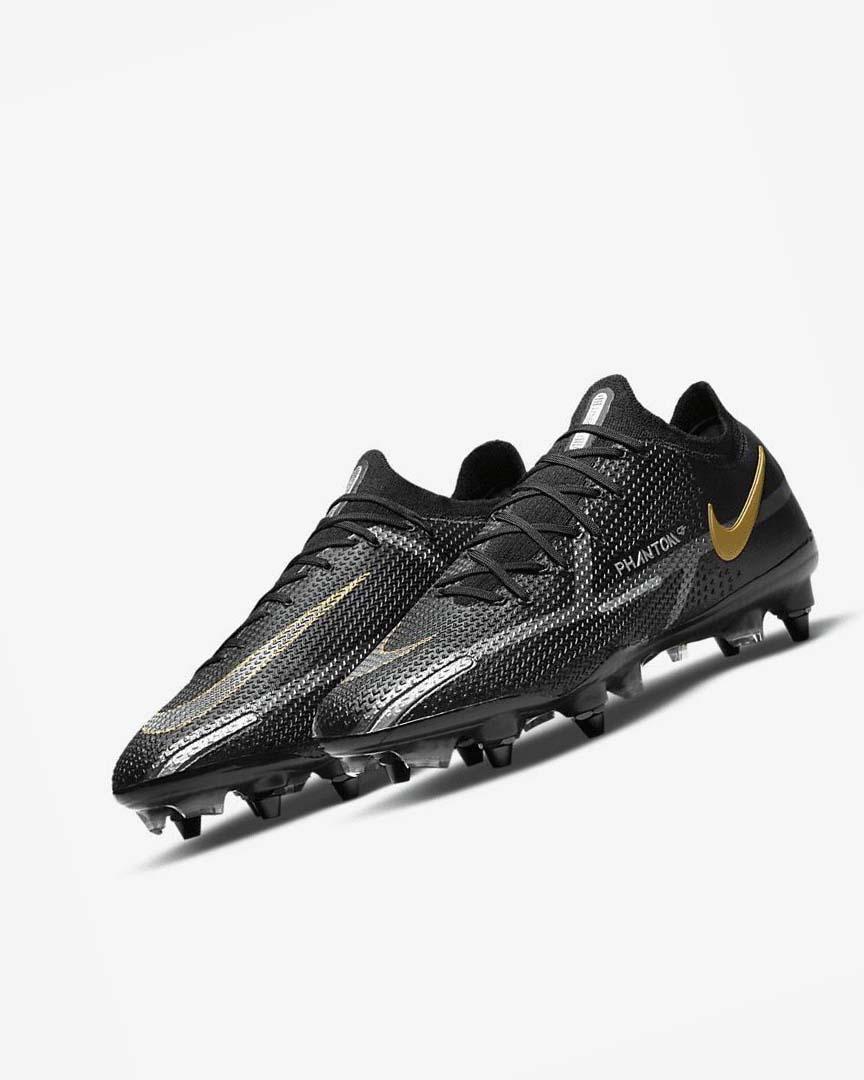 Black / Metal Gold / Metal Silver / Metal Dark Grey Nike Phantom GT2 Elite SG-Pro AC Men's Soccer Cleats | CA_2782