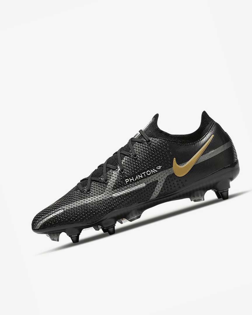 Black / Metal Gold / Metal Silver / Metal Dark Grey Nike Phantom GT2 Elite SG-Pro AC Men\'s Soccer Cleats | CA_2782