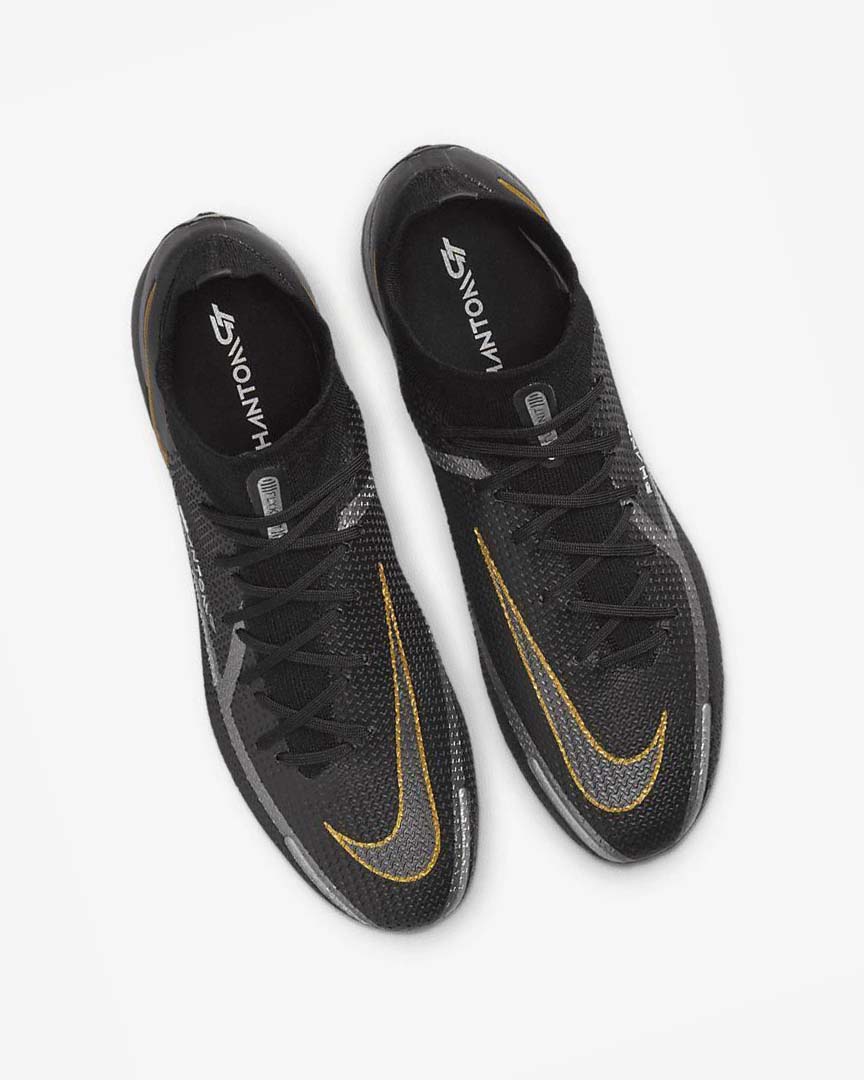 Black / Metal Gold / Metal Silver / Metal Dark Grey Nike Phantom GT2 Dynamic Fit Elite FG Men's Soccer Cleats | CA_3121