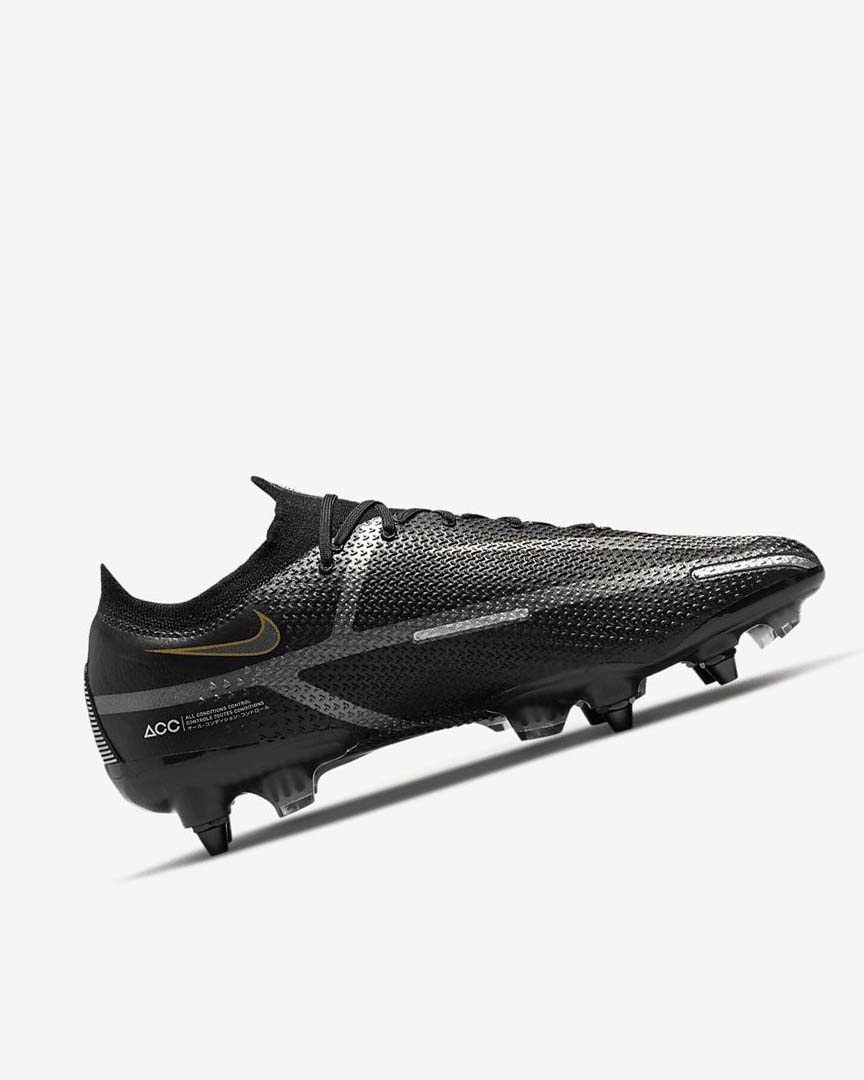 Black / Metal Gold / Metal Silver / Metal Dark Grey Nike Phantom GT2 Elite SG-Pro AC Women's Soccer Cleats | CA_3181