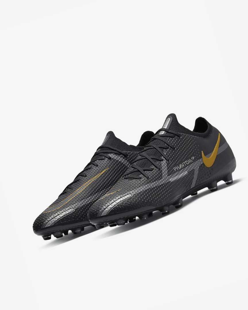 Black / Metal Gold / Metal Silver / Metal Dark Grey Nike Phantom GT2 Elite FG Men's Soccer Cleats | CA_3232