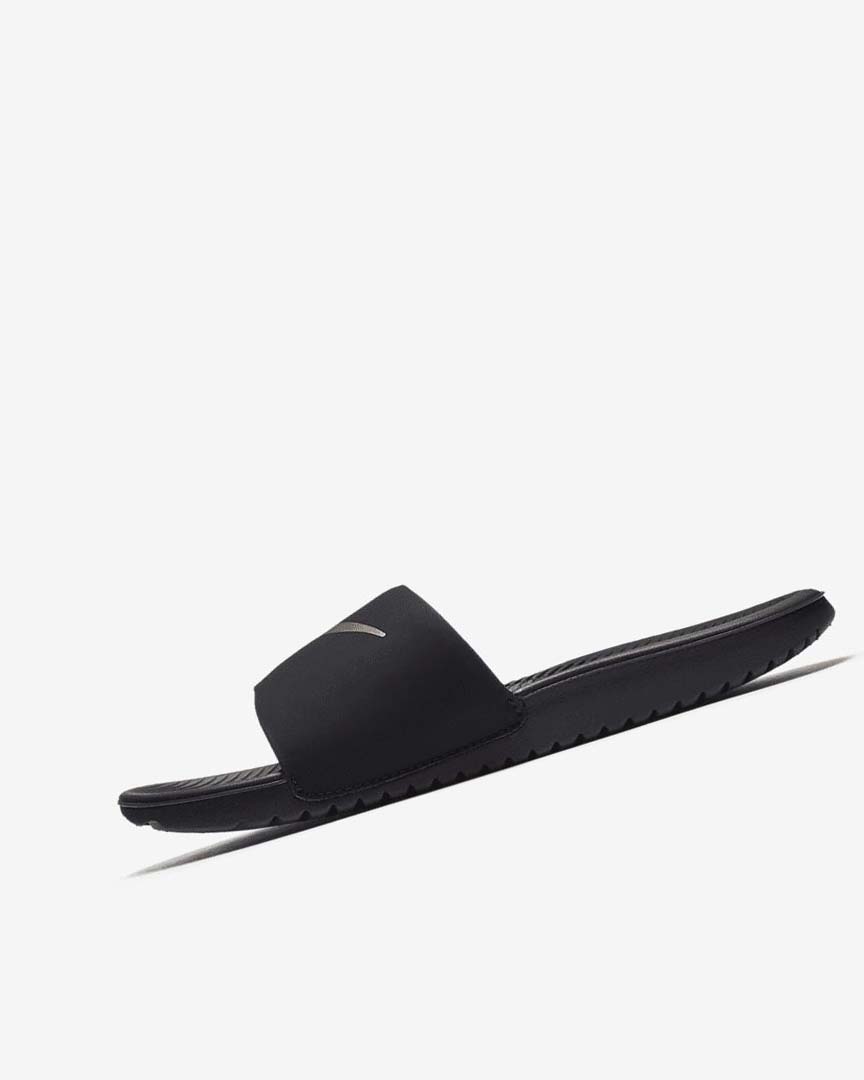 Black / Metal Gold Nike Kawa Boys\' Slides | CA_5107