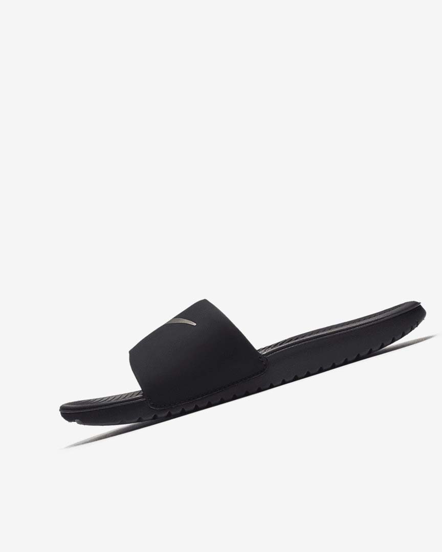 Black / Metal Gold Nike Kawa Girls\' Slides | CA_4631