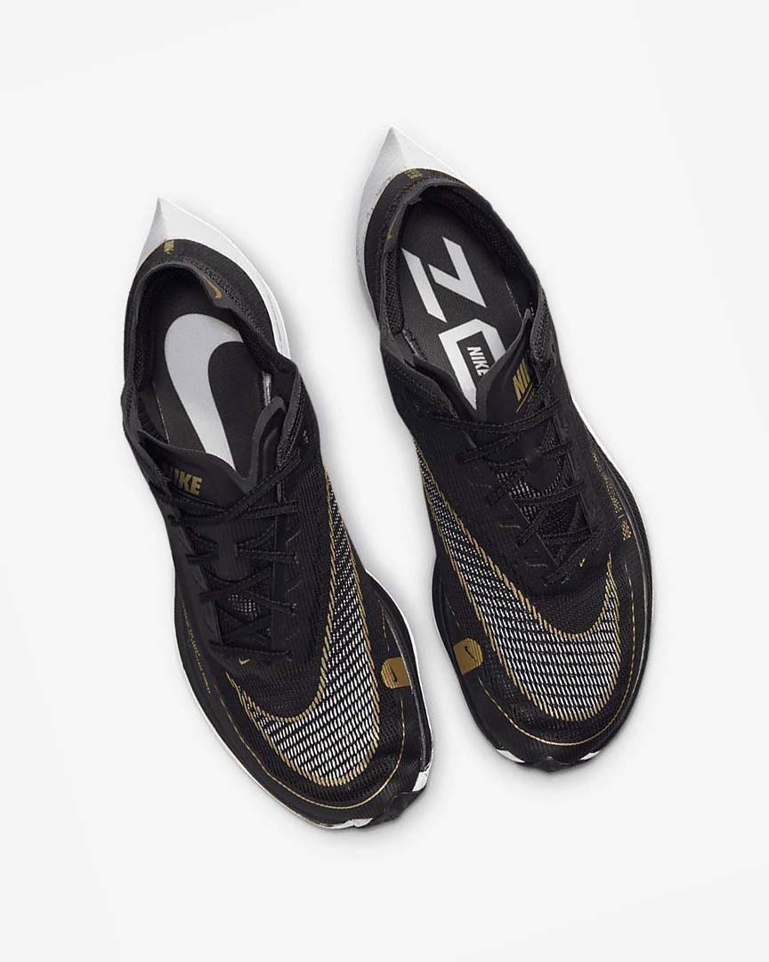 Black / Metal Gold / White Nike ZoomX Vaporfly Next% 2 Men's Running Shoes | CA_4677
