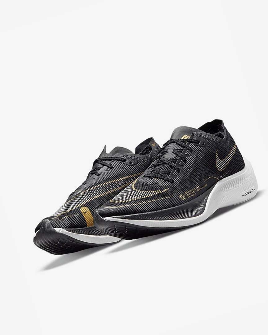 Black / Metal Gold / White Nike ZoomX Vaporfly Next% 2 Men's Running Shoes | CA_4677