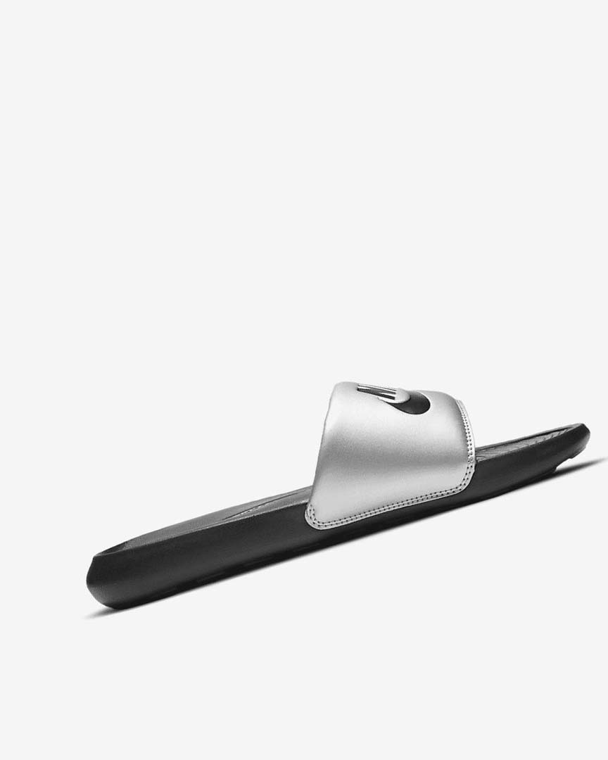 Black / Metal Silver / Black Nike Victori One Women's Slides | CA_1172