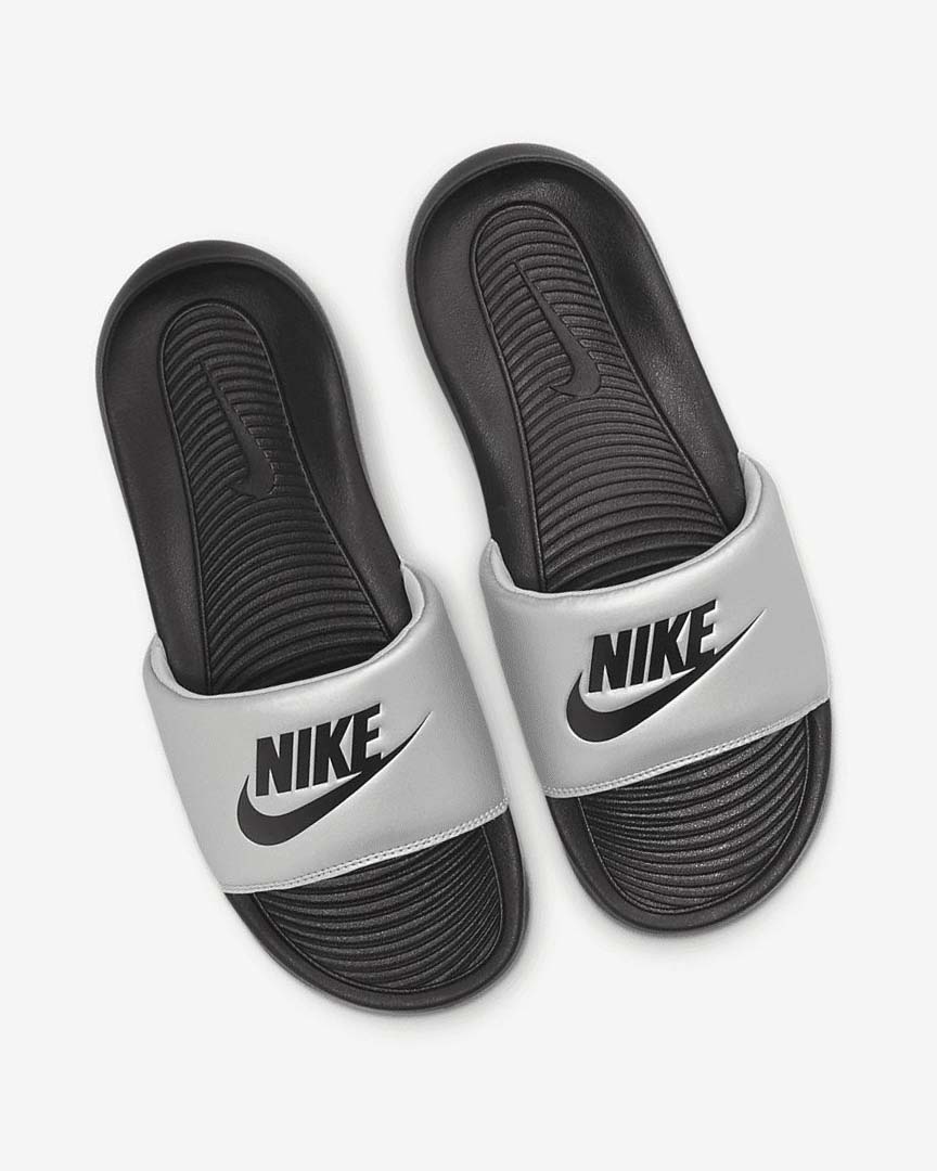 Black / Metal Silver / Black Nike Victori One Women's Slides | CA_1172