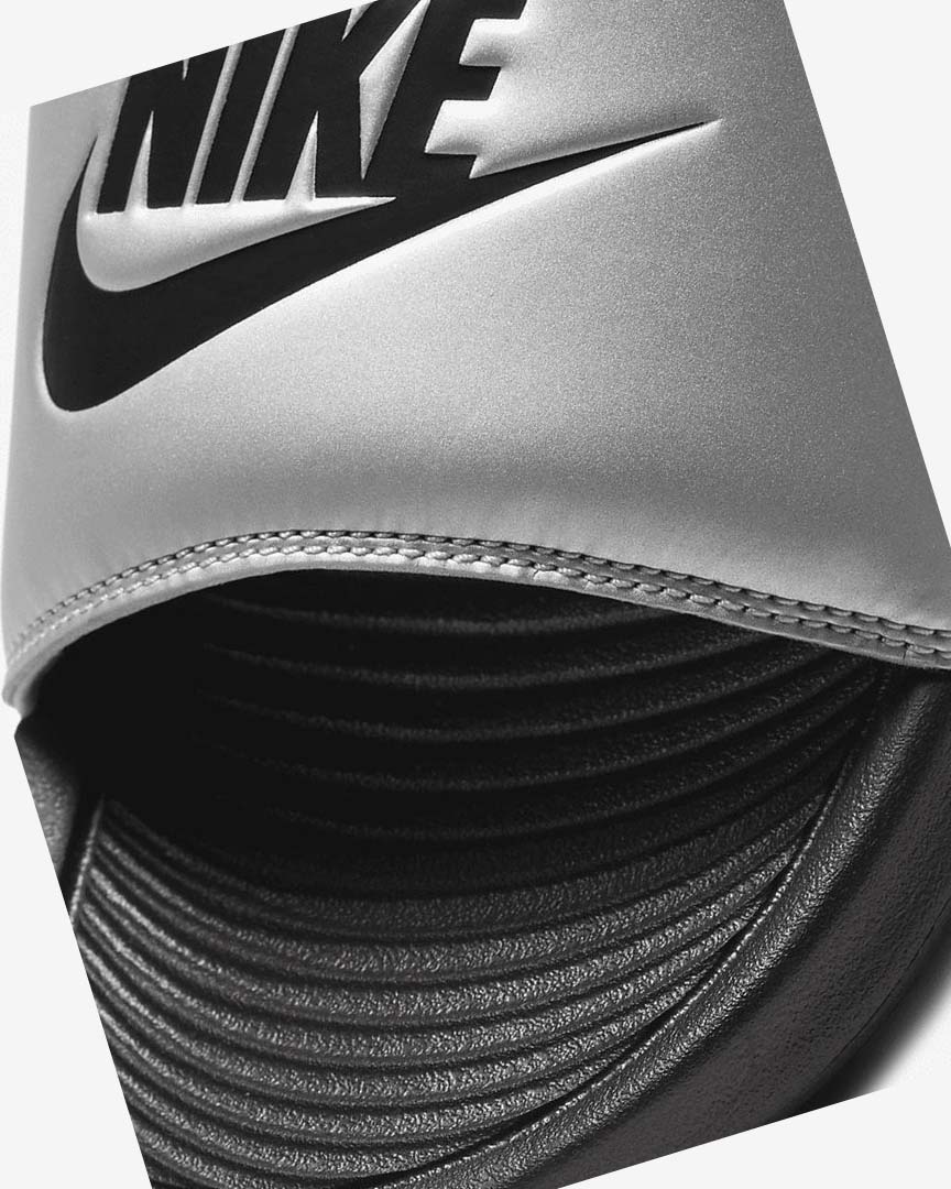 Black / Metal Silver / Black Nike Victori One Women's Slides | CA_1172