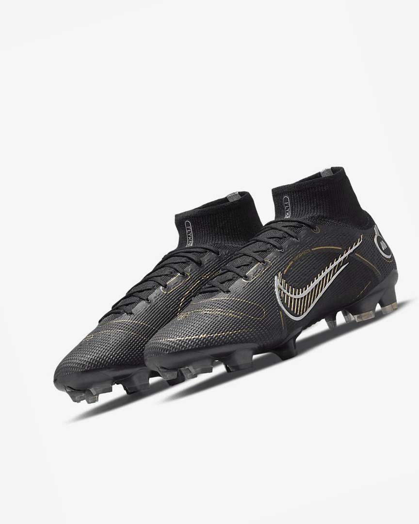 Black / Metal Silver / Grey / Metal Gold Nike Mercurial Superfly 8 Elite FG Men's Soccer Cleats | CA_2307