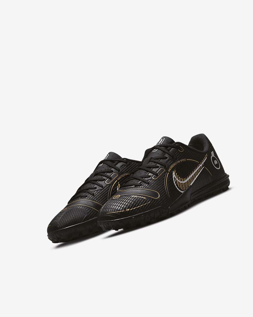 Black / Metal Silver / Grey / Metal Gold Nike Jr. Mercurial Vapor 14 Academy TF Girls' Soccer Shoes | CA_2473