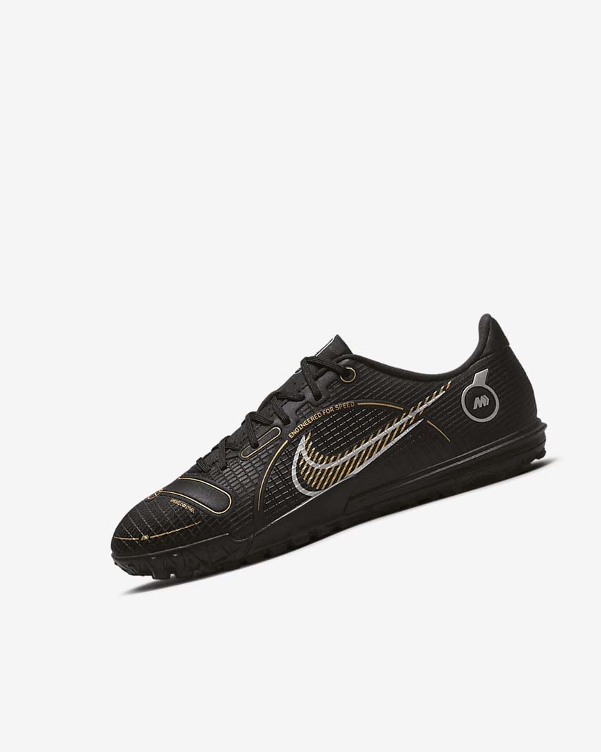 Black / Metal Silver / Grey / Metal Gold Nike Jr. Mercurial Vapor 14 Academy TF Girls\' Soccer Shoes | CA_2473