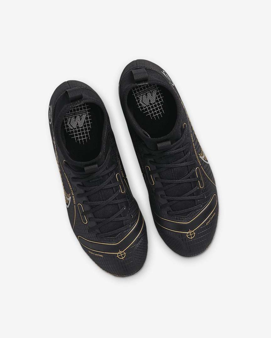 Black / Metal Silver / Grey / Metal Gold Nike Jr. Mercurial Superfly 8 Academy MG Boys' Soccer Cleats | CA_2495
