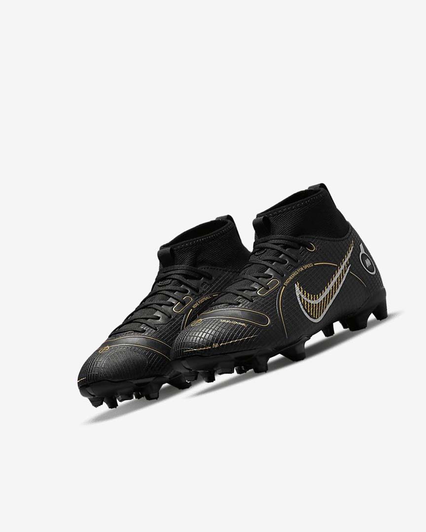 Black / Metal Silver / Grey / Metal Gold Nike Jr. Mercurial Superfly 8 Academy MG Boys' Soccer Cleats | CA_2495