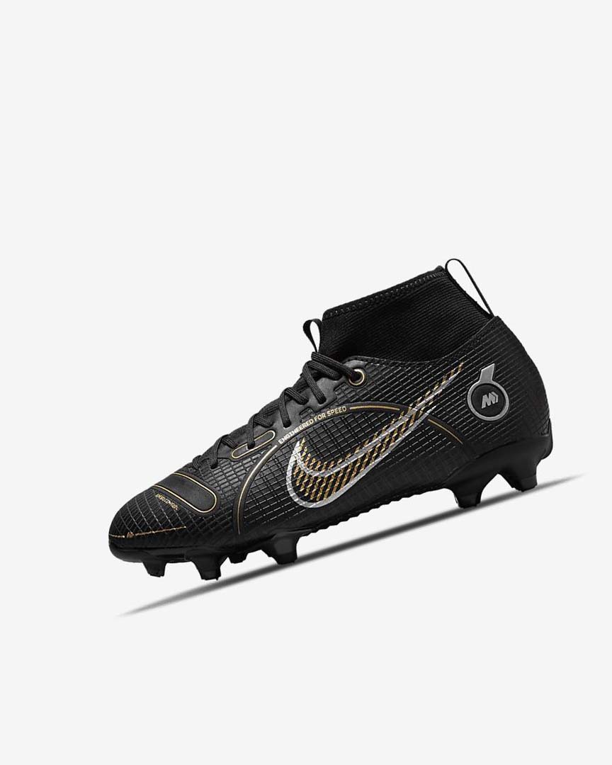 Black / Metal Silver / Grey / Metal Gold Nike Jr. Mercurial Superfly 8 Academy MG Boys\' Soccer Cleats | CA_2495