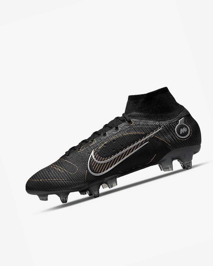 Black / Metal Silver / Grey / Metal Gold Nike Mercurial Superfly 8 Elite SG-PRO Anti-Clog Traction Men\'s Soccer Cleats | CA_4670