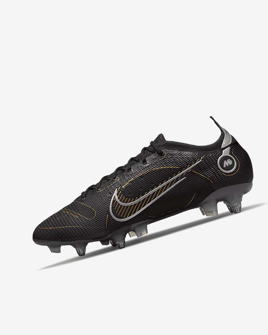 Black / Metal Silver / Grey / Metal Gold Nike Mercurial Vapor 14 Elite SG-PRO Anti-Clog Traction Women\'s Soccer Cleats | CA_4690