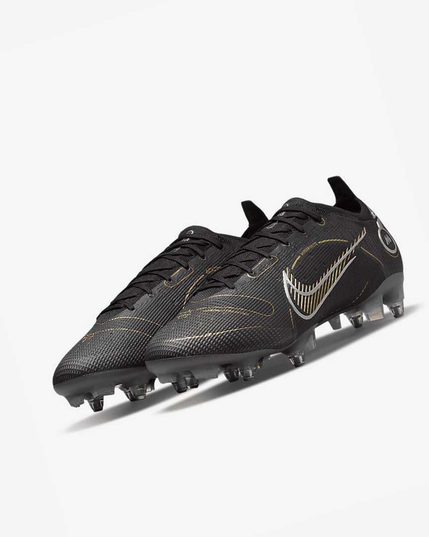 Black / Metal Silver / Grey / Metal Gold Nike Mercurial Vapor 14 Elite SG-PRO Anti-Clog Traction Men's Soccer Cleats | CA_4826