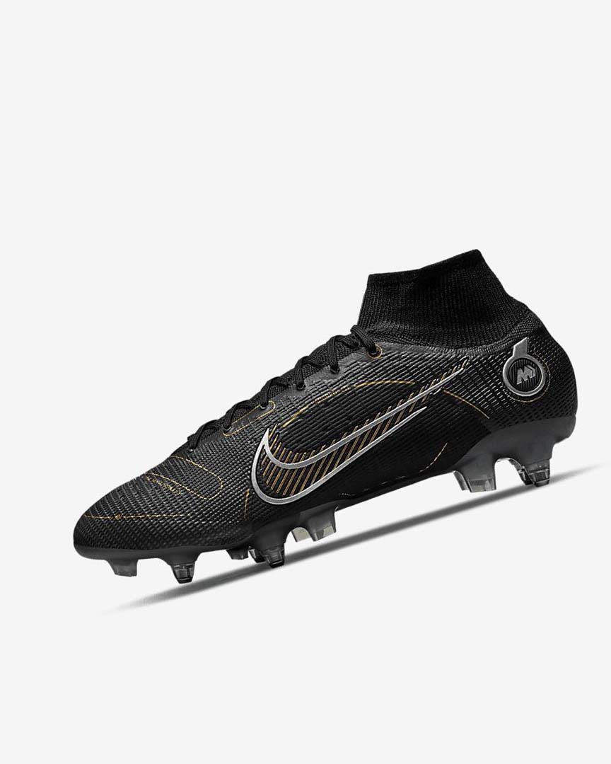 Black / Metal Silver / Grey / Metal Gold Nike Mercurial Superfly 8 Elite SG-PRO Anti-Clog Traction Women\'s Soccer Cleats | CA_5228