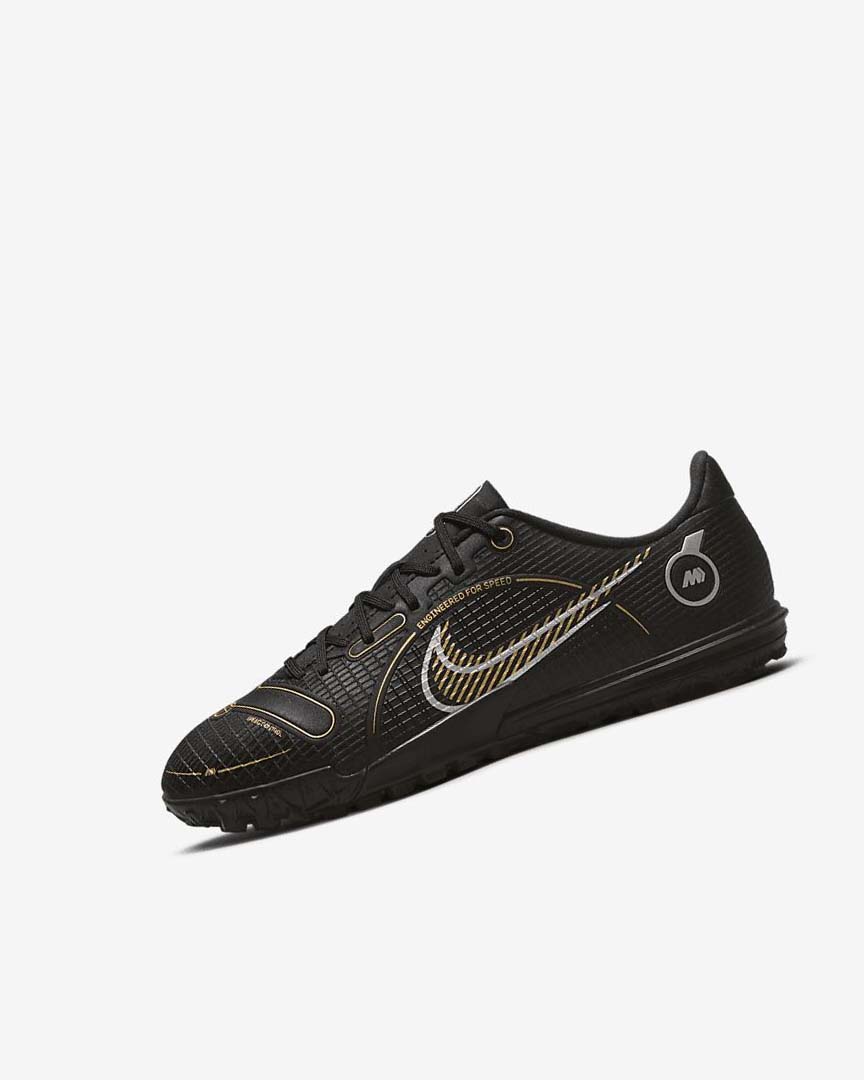 Black / Metal Silver / Grey / Metal Gold Nike Jr. Mercurial Vapor 14 Academy TF Boys\' Soccer Shoes | CA_5276