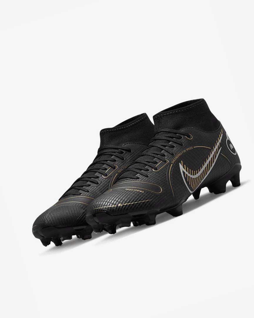 Black / Metal Silver / Grey / Metal Gold Nike Mercurial Superfly 8 Academy MG Men's Soccer Cleats | CA_5342