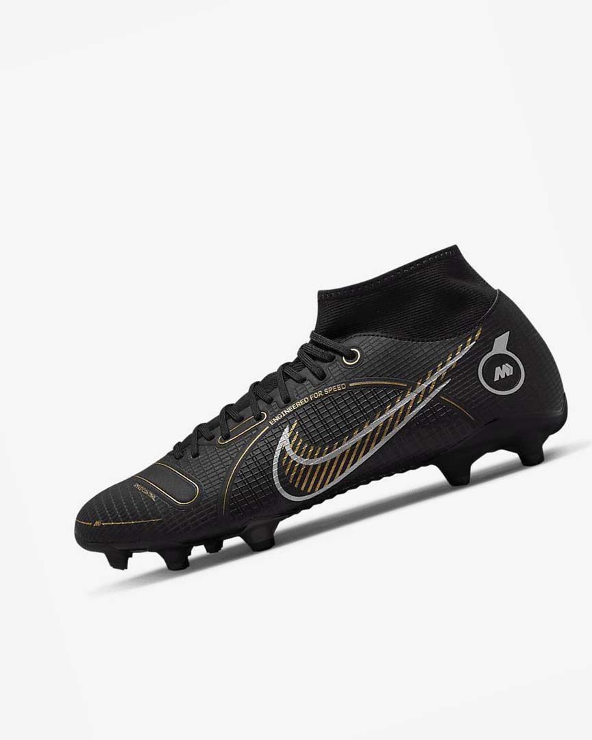 Black / Metal Silver / Grey / Metal Gold Nike Mercurial Superfly 8 Academy MG Men\'s Soccer Cleats | CA_5342