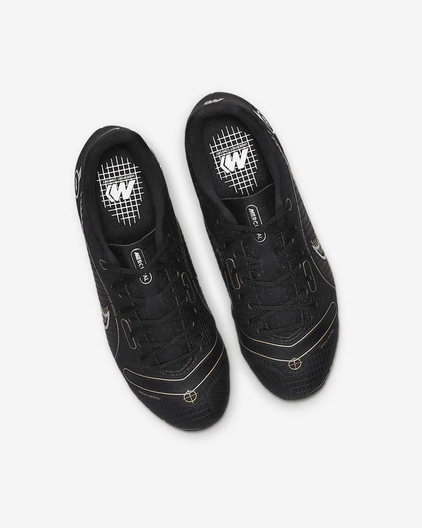 Black / Metal Silver / Grey / Metal Gold Nike Jr. Mercurial Vapor 14 Academy MG Girls' Soccer Cleats | CA_5353