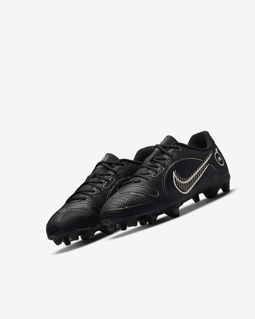 Black / Metal Silver / Grey / Metal Gold Nike Jr. Mercurial Vapor 14 Academy MG Girls' Soccer Cleats | CA_5353