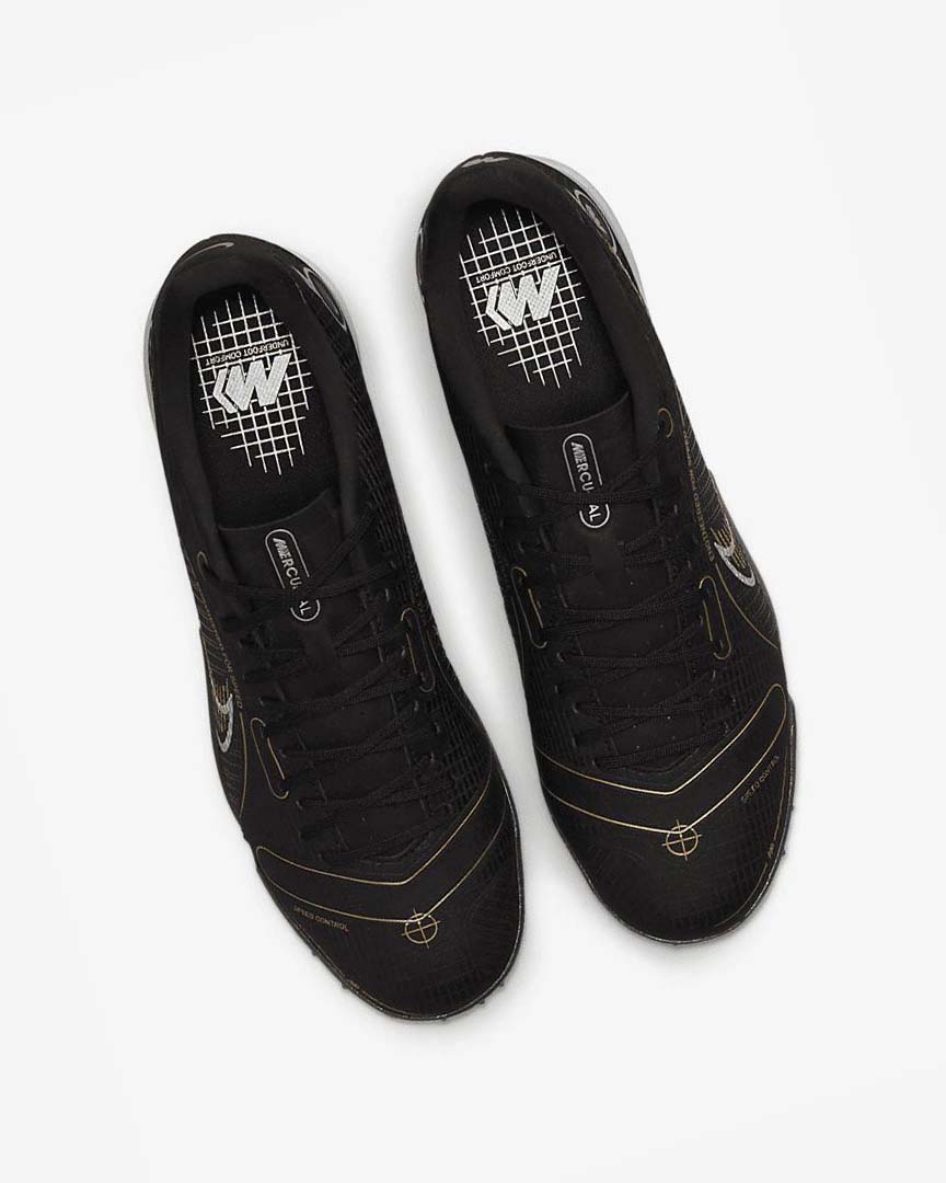 Black / Metal Silver / Grey / Metal Gold Nike Mercurial Vapor 14 Academy TF Men's Soccer Shoes | CA_5551