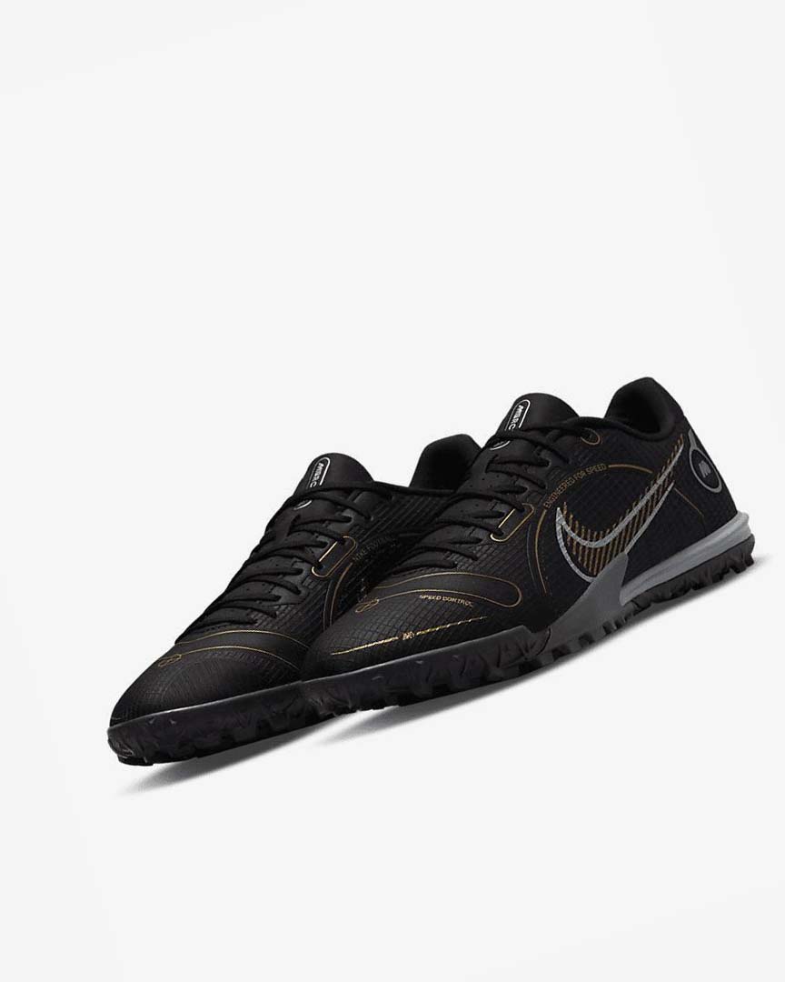 Black / Metal Silver / Grey / Metal Gold Nike Mercurial Vapor 14 Academy TF Men's Soccer Shoes | CA_5551