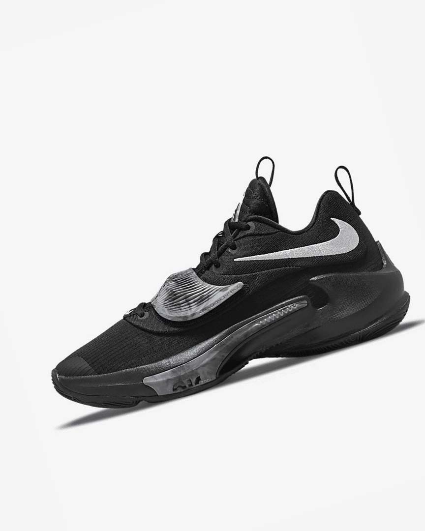 Black / Metal Silver Nike Zoom Freak 3 Men\'s Basketball Shoes | CA_4565