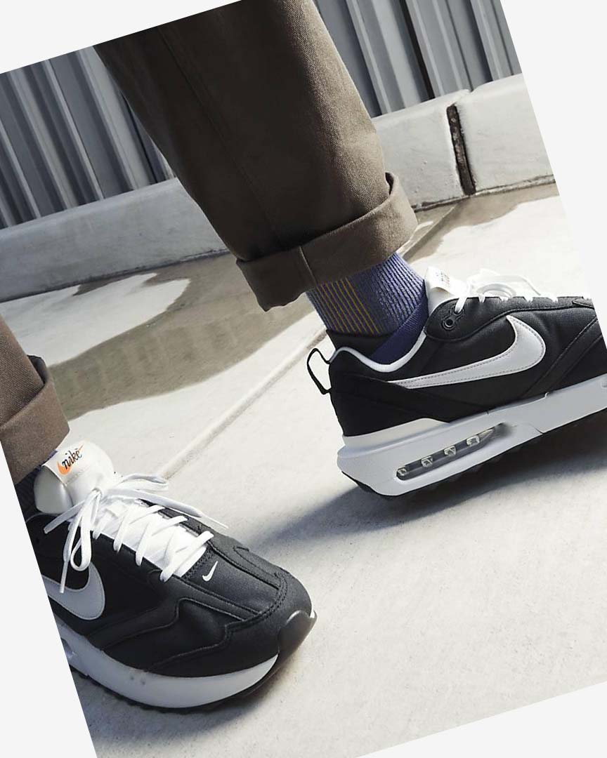 Black / Metal Silver / Orange / White Nike Air Max Dawn Men's Sneakers | CA_1128