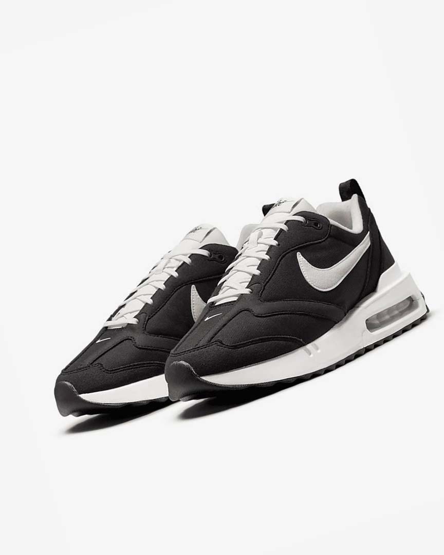Black / Metal Silver / Orange / White Nike Air Max Dawn Men's Sneakers | CA_1128