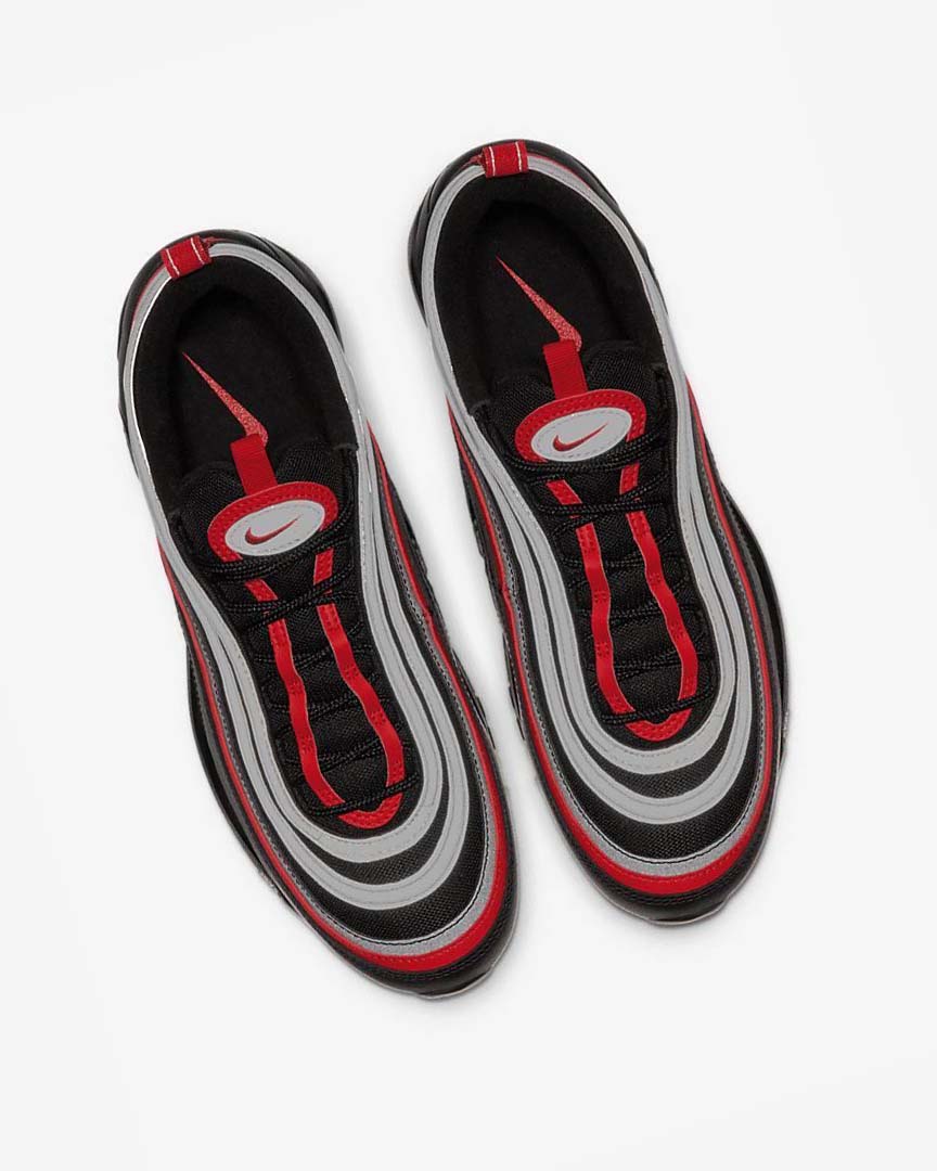 Black / Metal Silver / Red Nike Air Max 97 Men's Casual Shoes | CA_3182