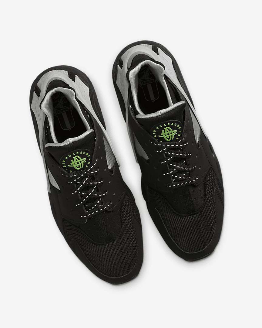 Black / Metal Silver / Silver / Green Nike Air Huarache Men's Sneakers | CA_2497
