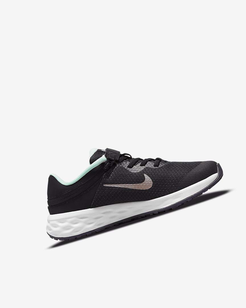 Black / Mint / Purple / Metal Red Brown Nike Revolution 6 FlyEase Girls' Running Shoes | CA_2682