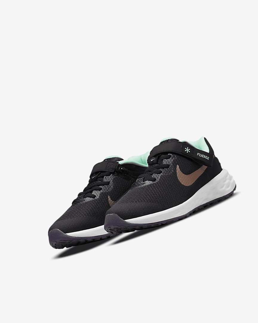 Black / Mint / Purple / Metal Red Brown Nike Revolution 6 FlyEase Boys' Running Shoes | CA_5475
