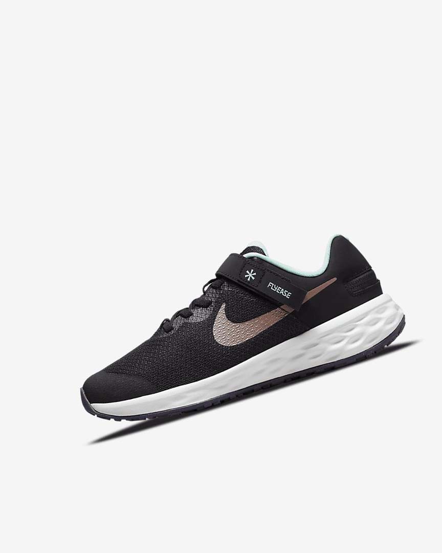 Black / Mint / Purple / Metal Red Brown Nike Revolution 6 FlyEase Boys\' Running Shoes | CA_5475