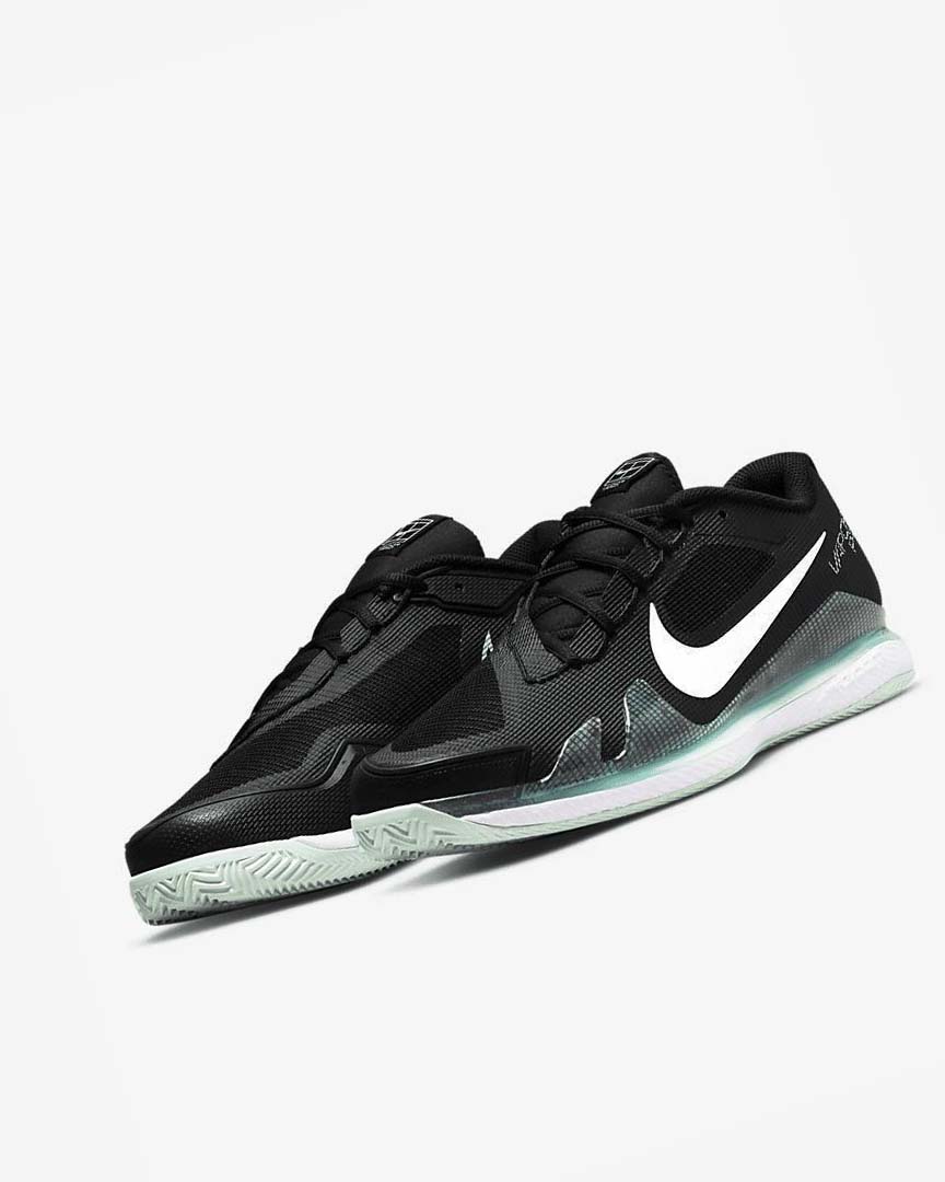 Black / Mint / White Nike Court Air Zoom Vapor Pro Men's Tennis Shoes | CA_4495