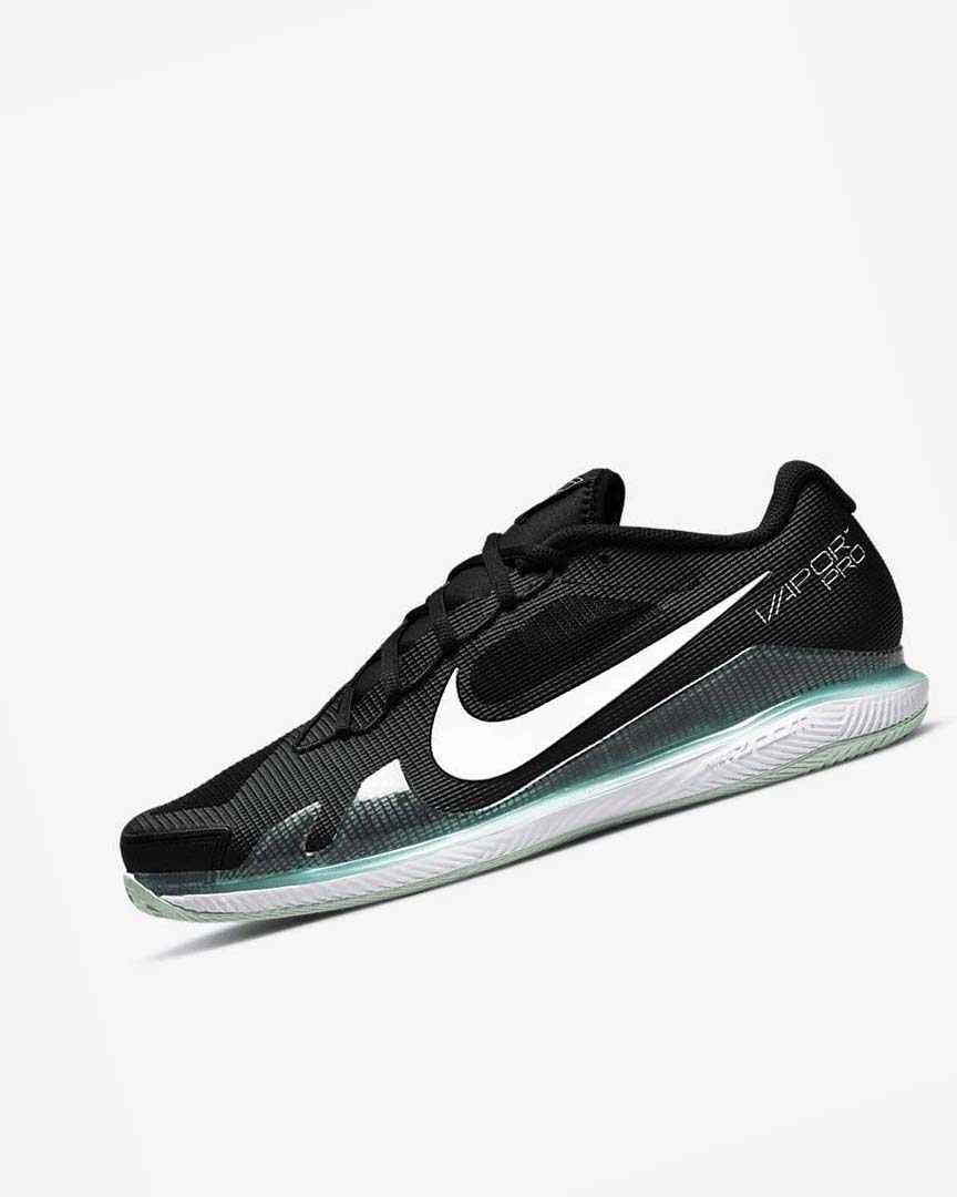 Black / Mint / White Nike Court Air Zoom Vapor Pro Men\'s Tennis Shoes | CA_4495