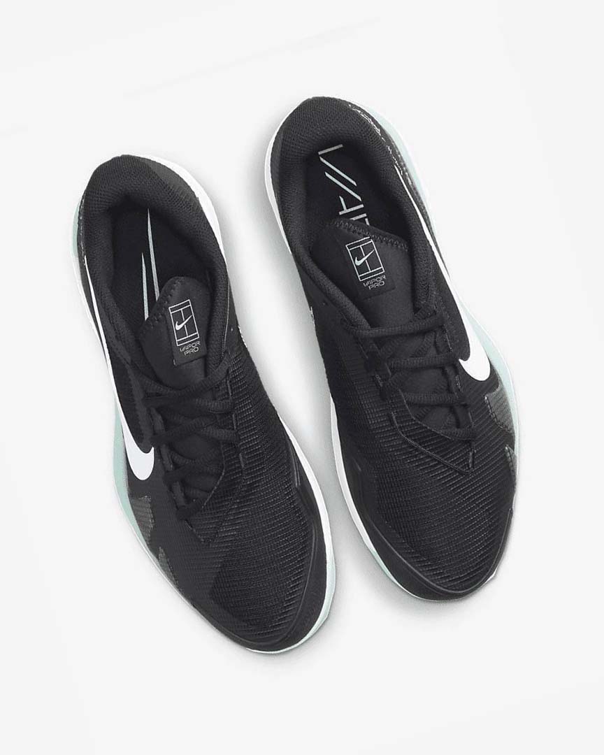 Black / Mint / White Nike Court Air Zoom Vapor Pro Men's Tennis Shoes | CA_4889