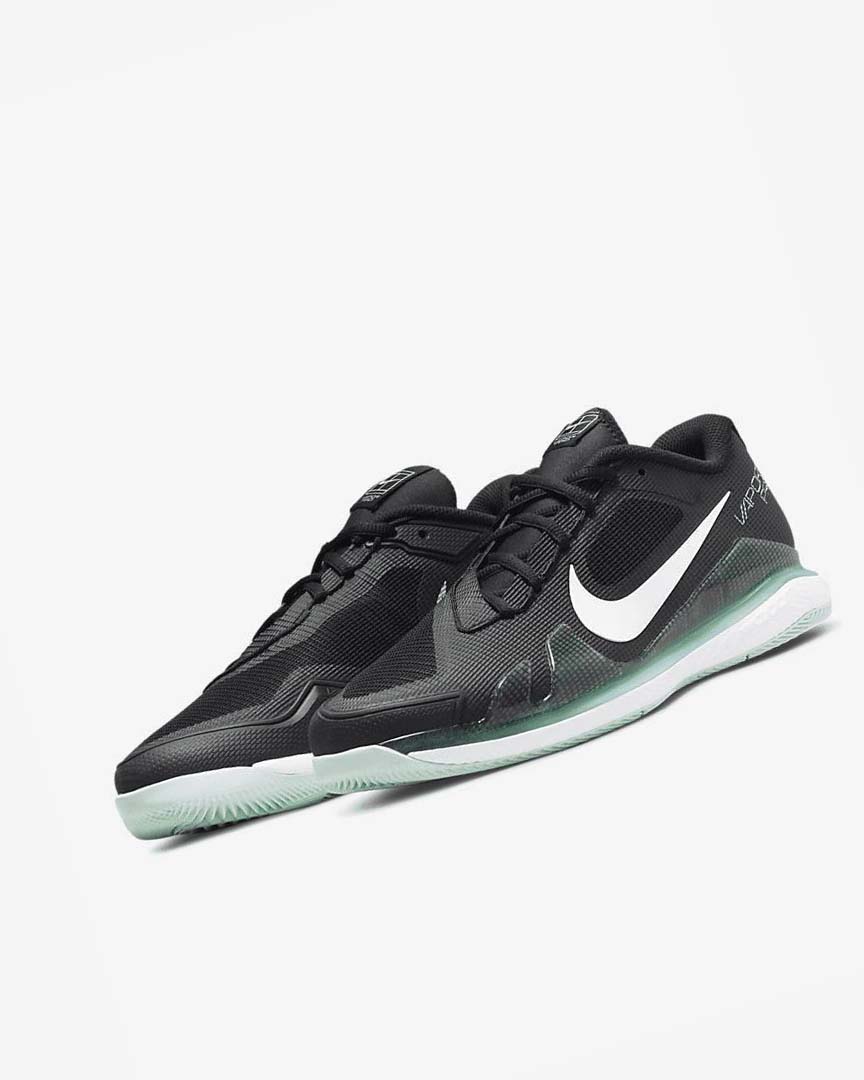 Black / Mint / White Nike Court Air Zoom Vapor Pro Men's Tennis Shoes | CA_4889