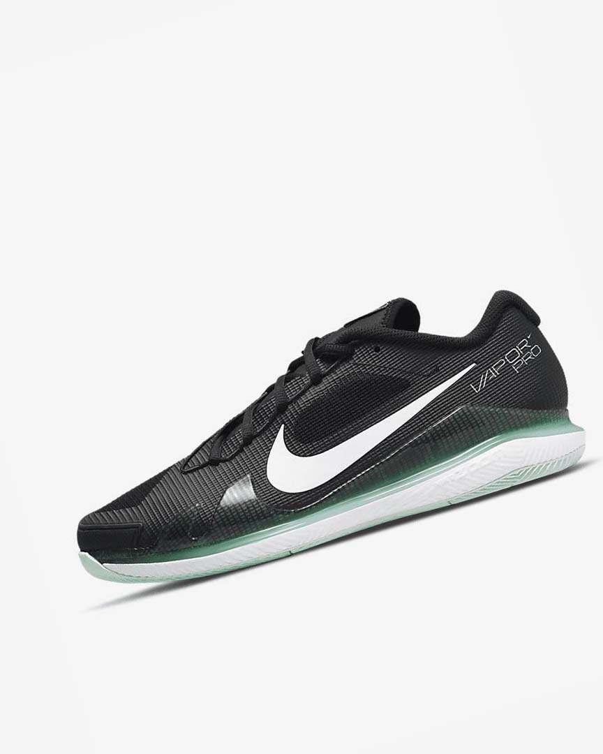 Black / Mint / White Nike Court Air Zoom Vapor Pro Men\'s Tennis Shoes | CA_4889