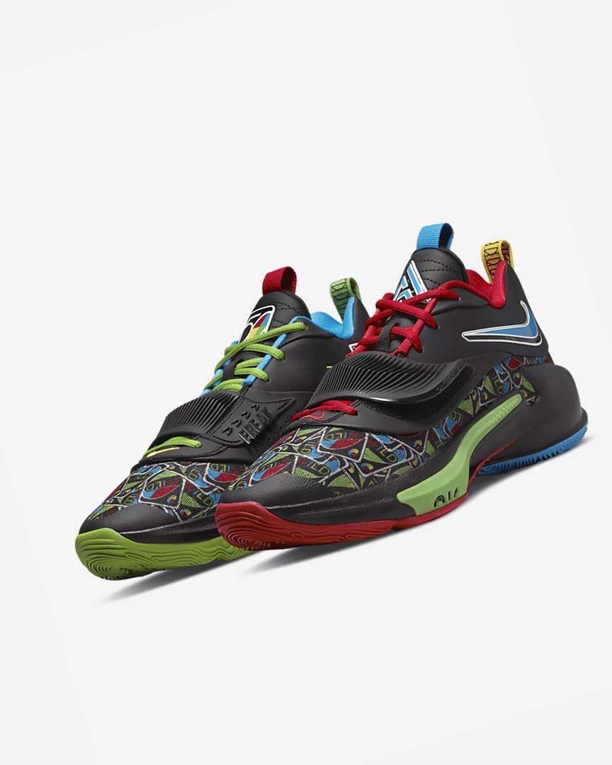 Black / Multicolor Nike Zoom Freak 3 Men's Basketball Shoes | CA_2871