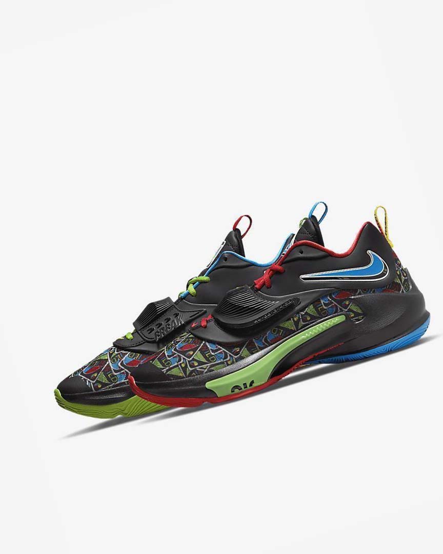 Black / Multicolor Nike Zoom Freak 3 Men\'s Basketball Shoes | CA_2871